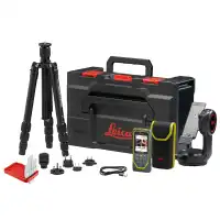 Leica DISTO X6 Laserdistanzmessgerät mit Koffer, Leica TRI 120 Stativ, Leica GZM 3 Zieltafel, Ladegerät, Tasche und Leica Adapter DST 360