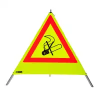 Nestle Warnpyramide 90 CM, Rauchverbotsymbol NZ01, Gelb Retroreflektierend mit Mittelfuß