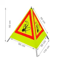 Nestle Warnpyramide 90 CM, Rauchverbotsymbol NZ01, Gelb Retroreflektierend mit Mittelfuß